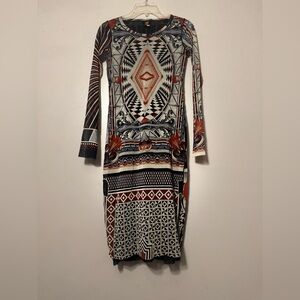 Jean Paul Gaultier Sheer Geometric Long Sleeve Dress Black and Red